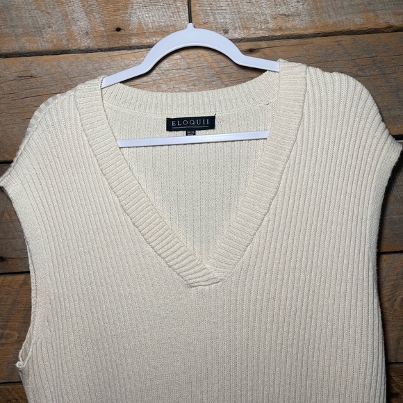 Eloquii Sz 18/20 Sleeveless Sweater Ribbed Midi Dress Cream Neutral Stretchy - Picture 5 of 14